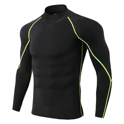 Men's High Collar Fitness Long Sleeved Pro Sports Running Long Sleeved T-Shirt Autumn And Winter Elastic Quick Drying Stand Collar Sweater Gimme that