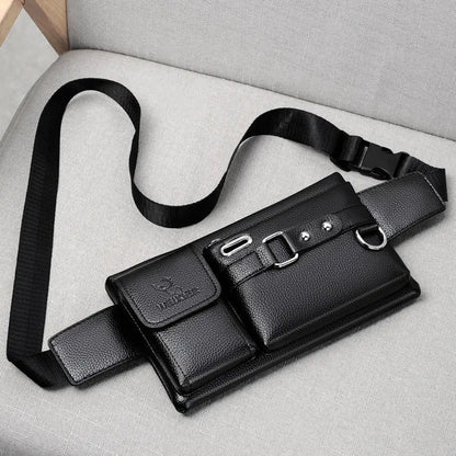 Men's Sports Waist Bag Multi Functional Outdoor Waist Bag PU Messenger Bag Riding Waist Bag Gimme that