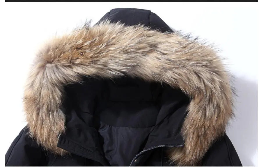 Men's Mid-length Large Fur Collar Hooded Thick Padded Jacket Gimme that