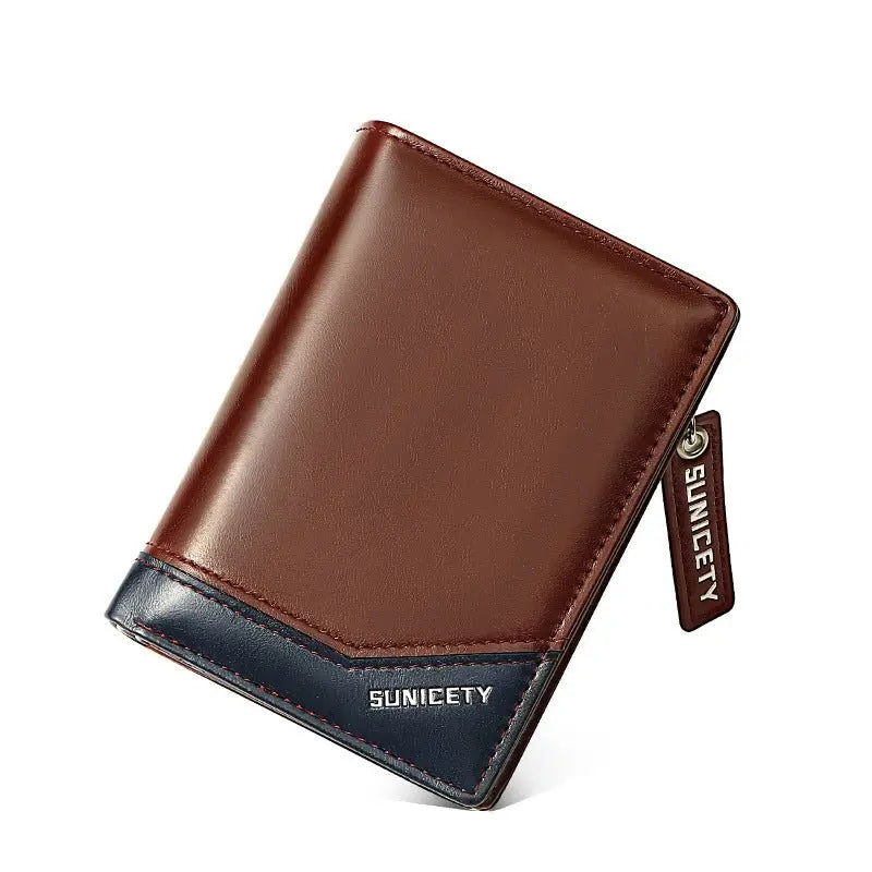 New PU Leather Multi-Function Zipper Short Men's Wallet Rfid Dollar Wallet Card Wallet Gimme that