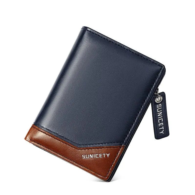 New PU Leather Multi-Function Zipper Short Men's Wallet Rfid Dollar Wallet Card Wallet Gimme that