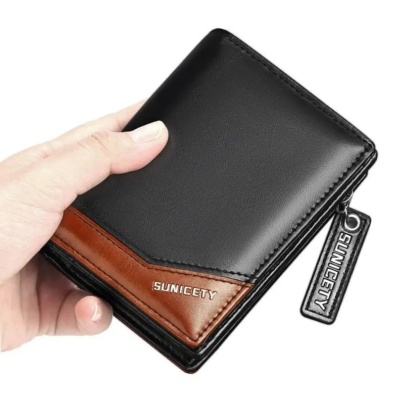 New PU Leather Multi-Function Zipper Short Men's Wallet Rfid Dollar Wallet Card Wallet Gimme that