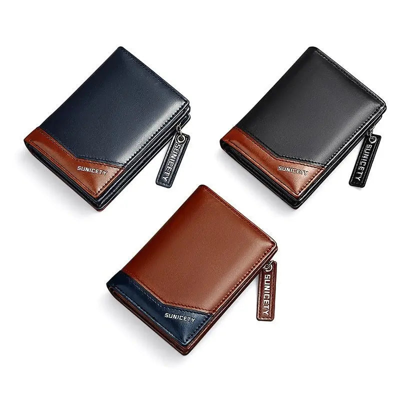 New PU Leather Multi-Function Zipper Short Men's Wallet Rfid Dollar Wallet Card Wallet Gimme that