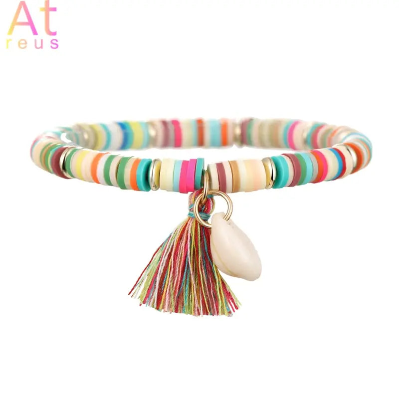 Multicolor Tassel Anklet Bohemian Jewelry For Women Acrylic Beaded Elastic Chain Ankle Chain Leg Foot Chain Gimme that