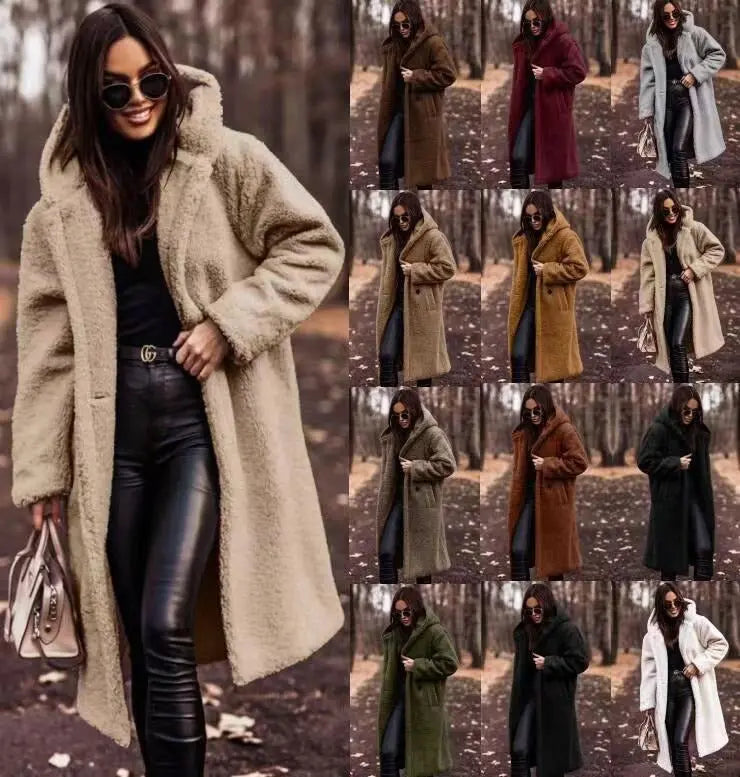 Winter Fashion Long Coat Net Color Long Sleeve Tweed Women's Jacket Gimme that