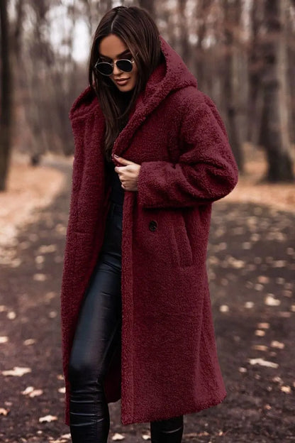 Winter Fashion Long Coat Net Color Long Sleeve Tweed Women's Jacket Gimme that