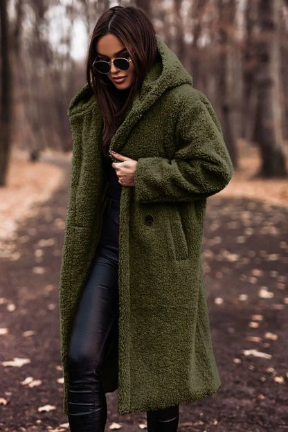 Winter Fashion Long Coat Net Color Long Sleeve Tweed Women's Jacket Gimme that