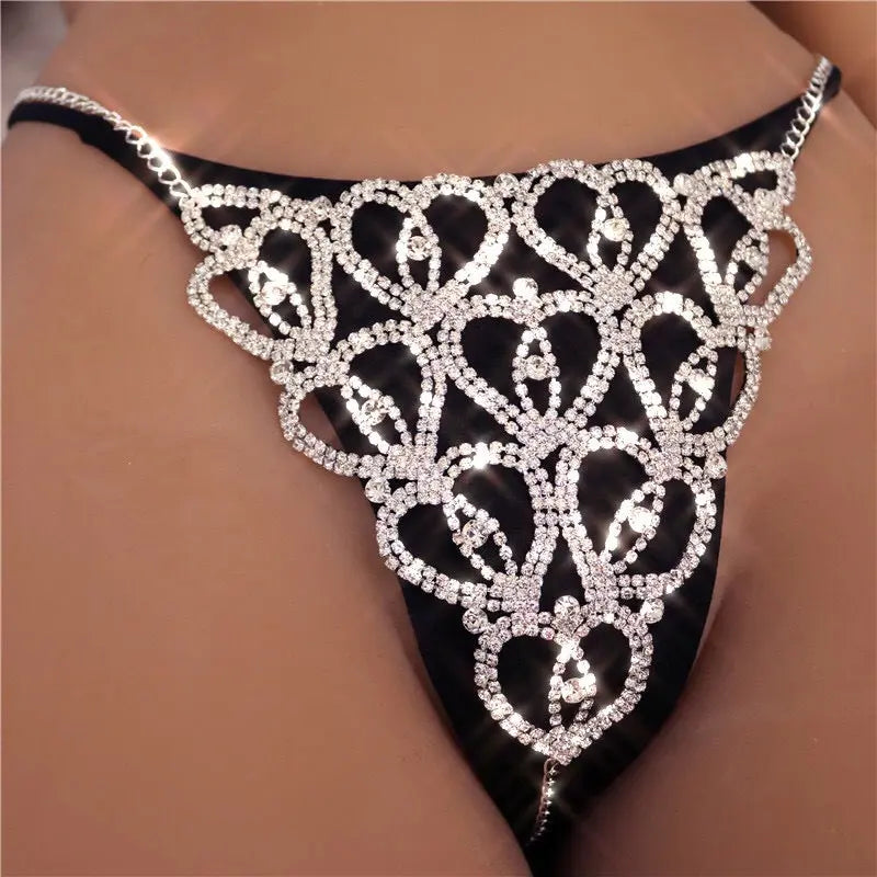 Sexy Body Chain Rhinestone Luxury Lingerie Set Ins Net Red Nightclub Love Gimme that