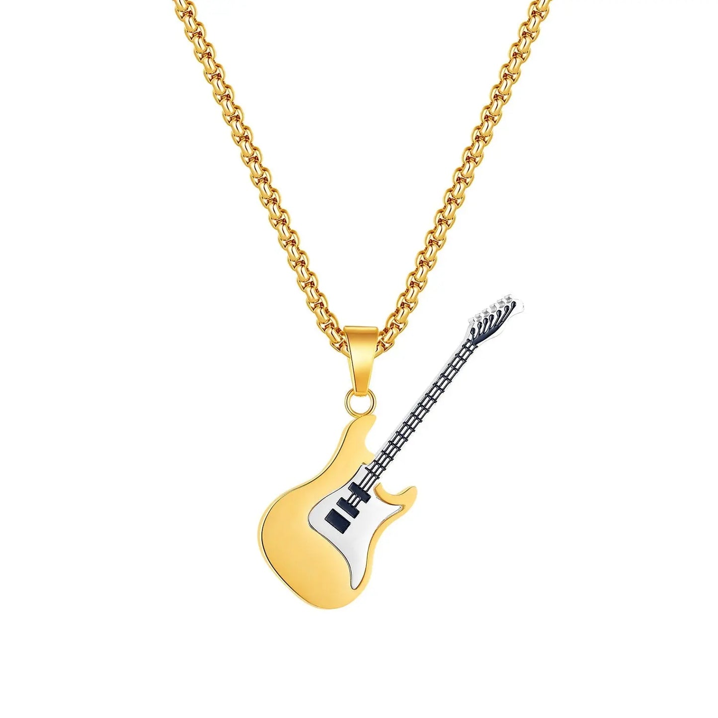 OPK American Hip Hop Guitar Pendant Titanium Steel Necklace - GimmeWarehouse