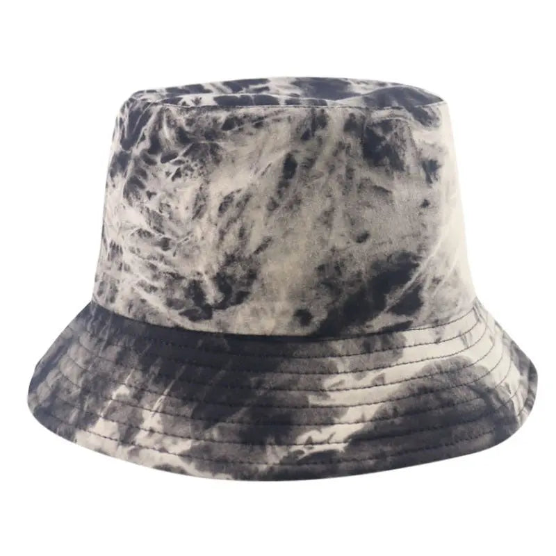 European and American Ins New Harajuku Tie-Dyed Ink Painting Bucket Hat Men and Women Street Lovers Wild Double-Sided Wear Bucket Hat Fashion Gimme that