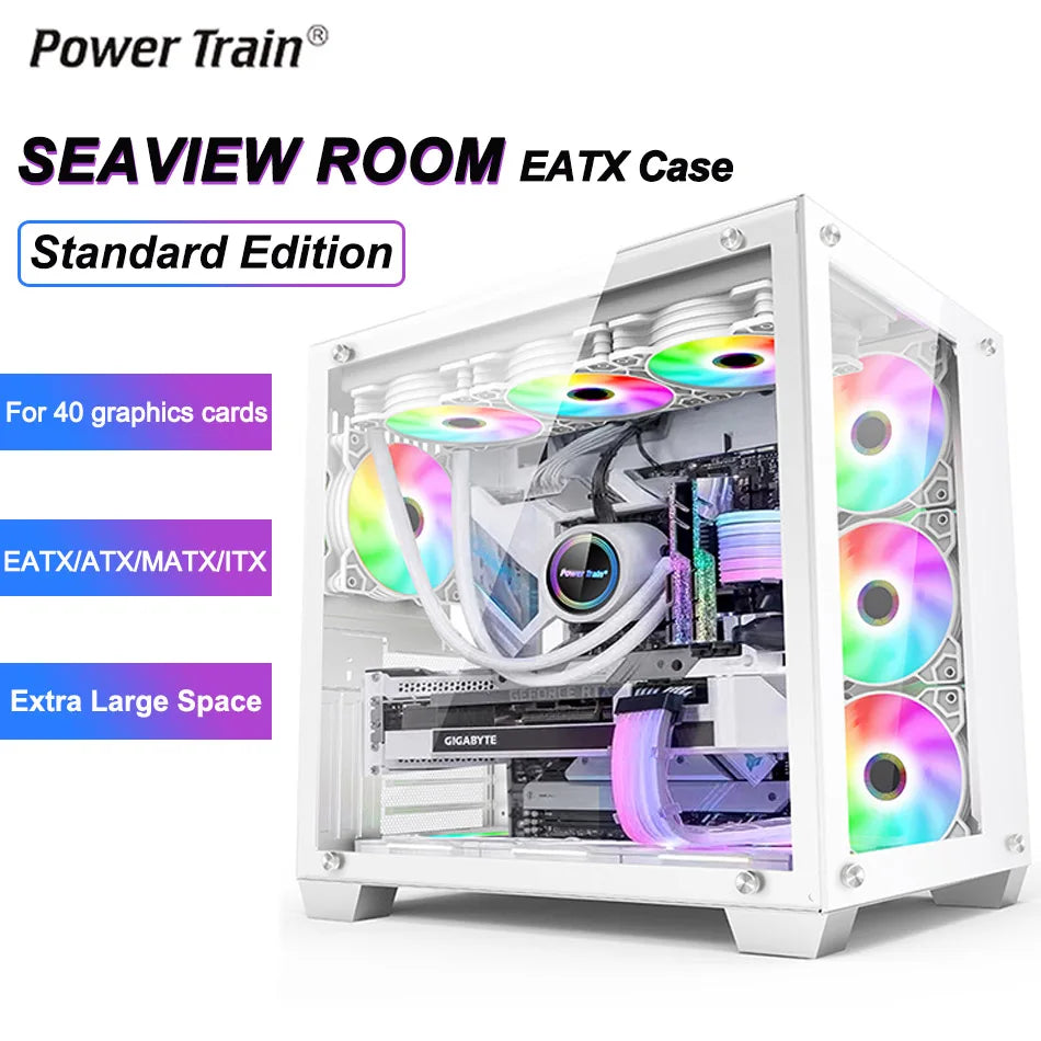 Power Train Seaview Room Desktop Computer Case Standard Edition Side Transparent Chassis Support EATX ATX ITX 360 Water Cooler - GimmeWarehouse