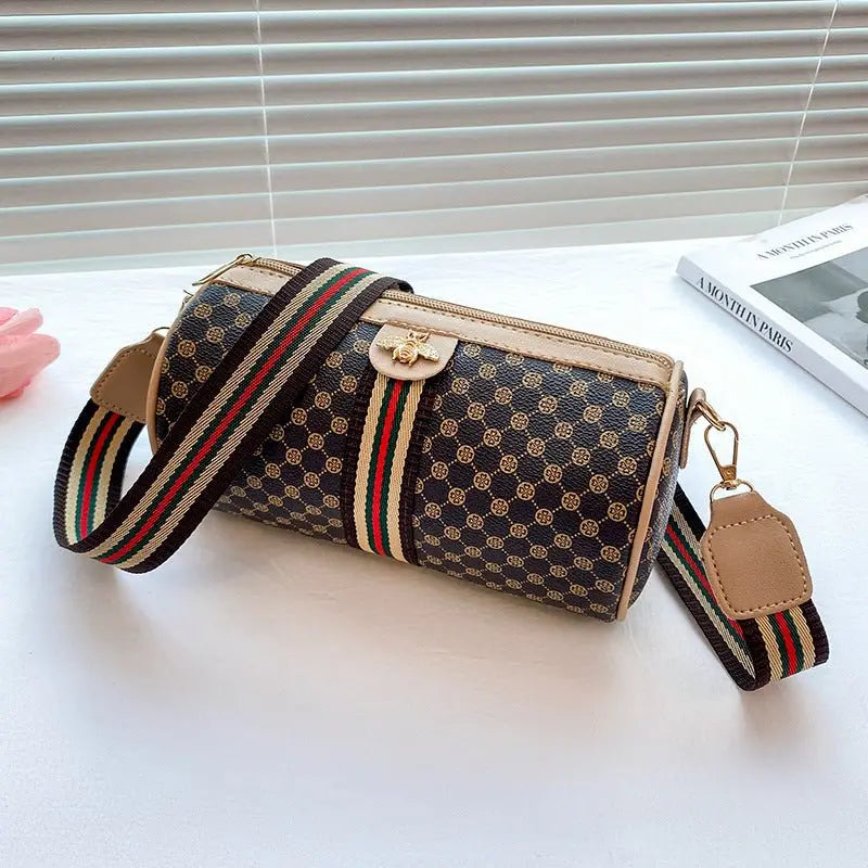 Printed Cylindrical Zipper Crossbody Bag - GimmeWarehouse