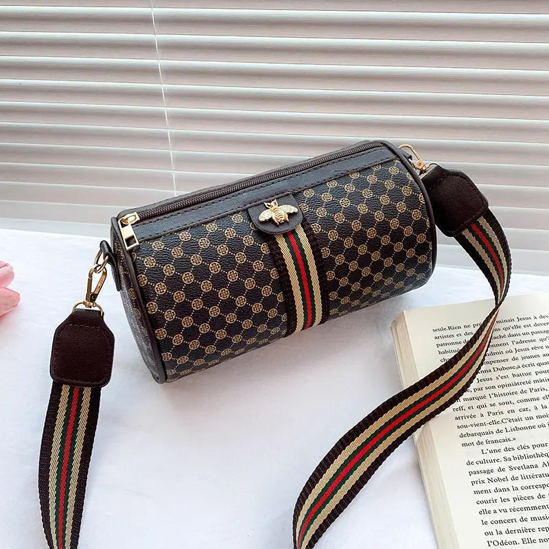 Printed Cylindrical Zipper Crossbody Bag - GimmeWarehouse