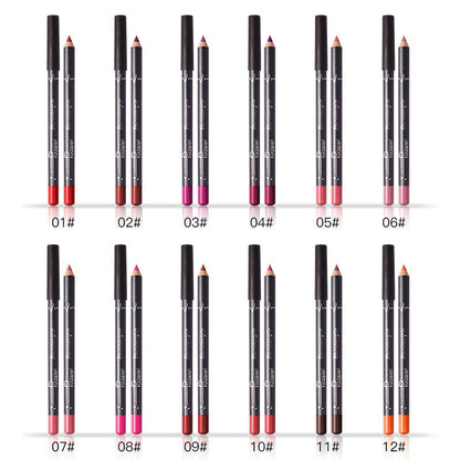 Pudaier twelve-color lip liner foreign trade waterproof non-fading matte velvet lipstick pen - GimmeWarehouse