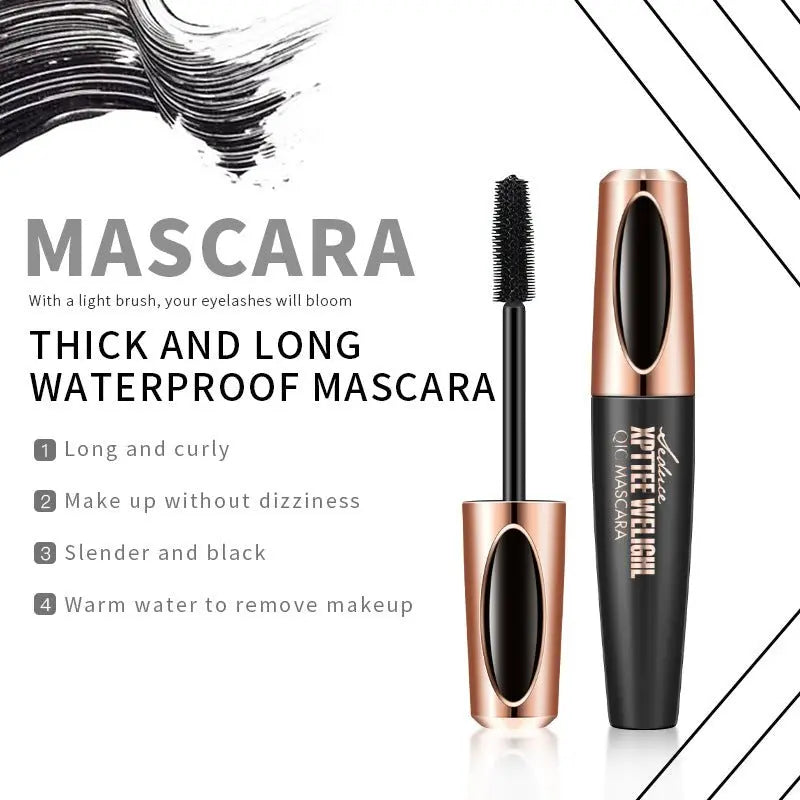 Cross-Border Makeup QIC Film Power Plump Mascara Waterproof Thick Long Curling Silicone Bruch Head 4D Mascara Gimme that