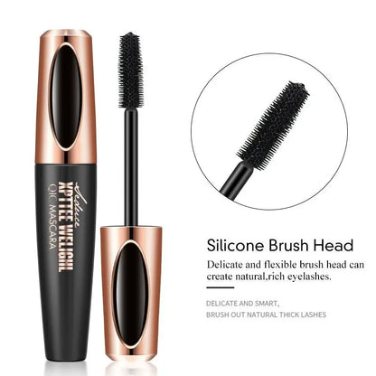 Cross-Border Makeup QIC Film Power Plump Mascara Waterproof Thick Long Curling Silicone Bruch Head 4D Mascara Gimme that