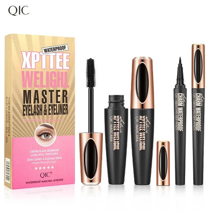 Cross-Border Makeup QIC Film Power Plump Mascara Waterproof Thick Long Curling Silicone Bruch Head 4D Mascara Gimme that