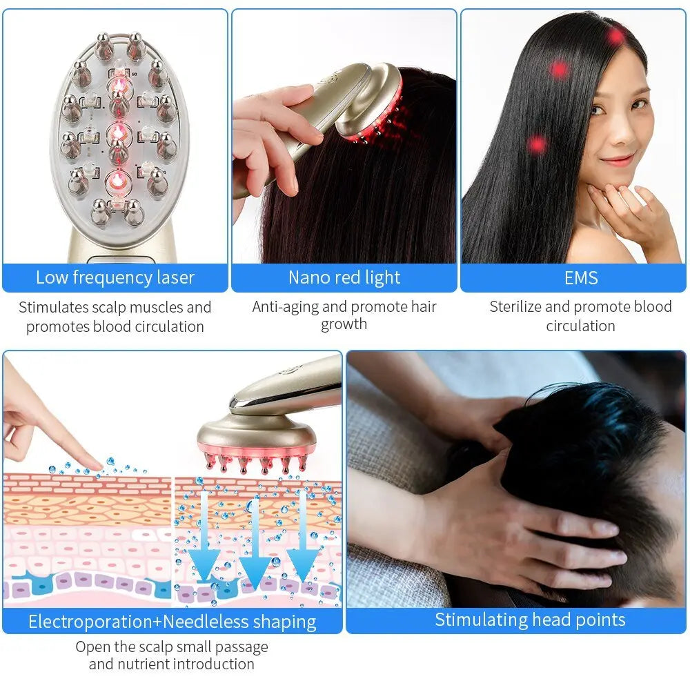 Electric Laser Hair Growth Comb Infrared EMS RF Vibration Massager Microcurrent Hair Care Hair Loss Treatment Hair Regrowth Gimme that