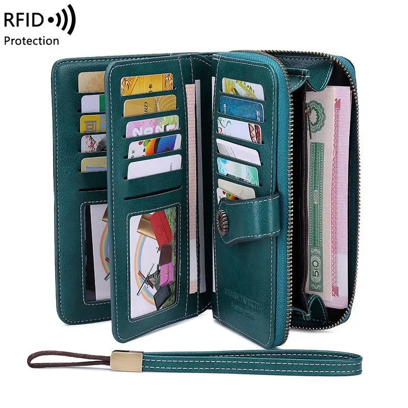 RFID Antimagnetic Wallet Long Zipper Women's Wallet Leather Wallet New Large Capacity Handbag Gimme that