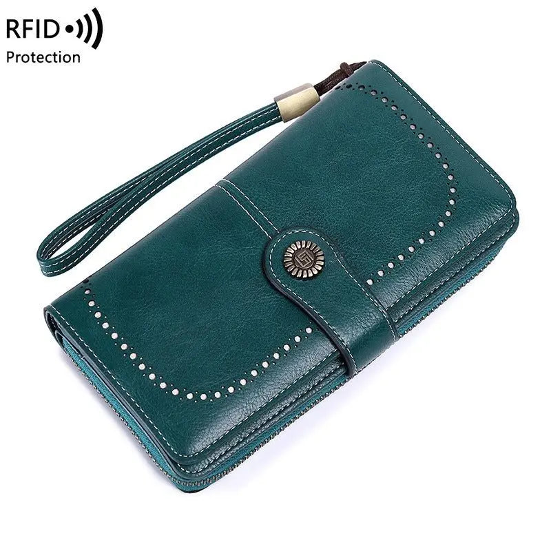 RFID Antimagnetic Wallet Long Zipper Women's Wallet Leather Wallet New Large Capacity Handbag Gimme that