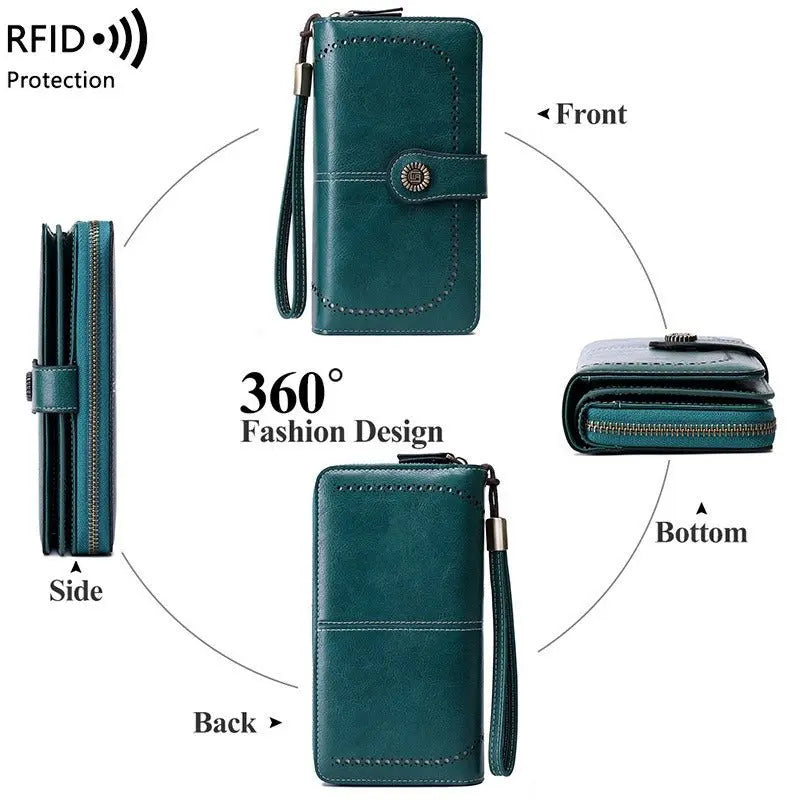 RFID Antimagnetic Wallet Long Zipper Women's Wallet Leather Wallet New Large Capacity Handbag Gimme that