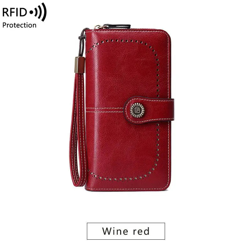 RFID Antimagnetic Wallet Long Zipper Women's Wallet Leather Wallet New Large Capacity Handbag Gimme that