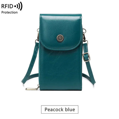 RFID Female Oilskin Vertical Mobile Mini Bag - GimmeWarehouse