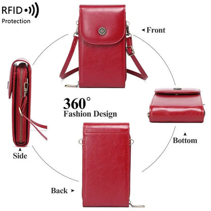 RFID Female Oilskin Vertical Mobile Mini Bag - GimmeWarehouse