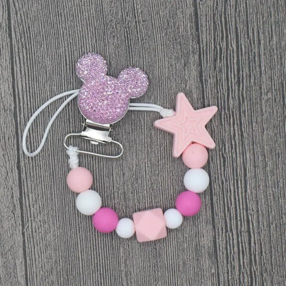 Round Beads and Star Beads Pacifier Clip Chain Strap - GimmeWarehouse