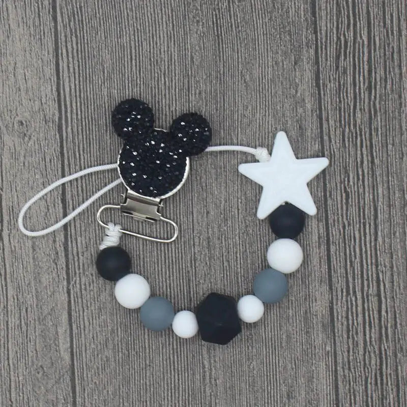 Round Beads and Star Beads Pacifier Clip Chain Strap - GimmeWarehouse