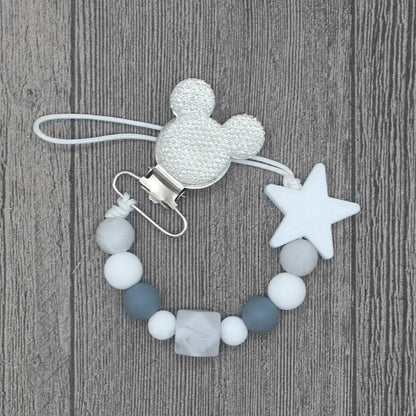 Round Beads and Star Beads Pacifier Clip Chain Strap - GimmeWarehouse