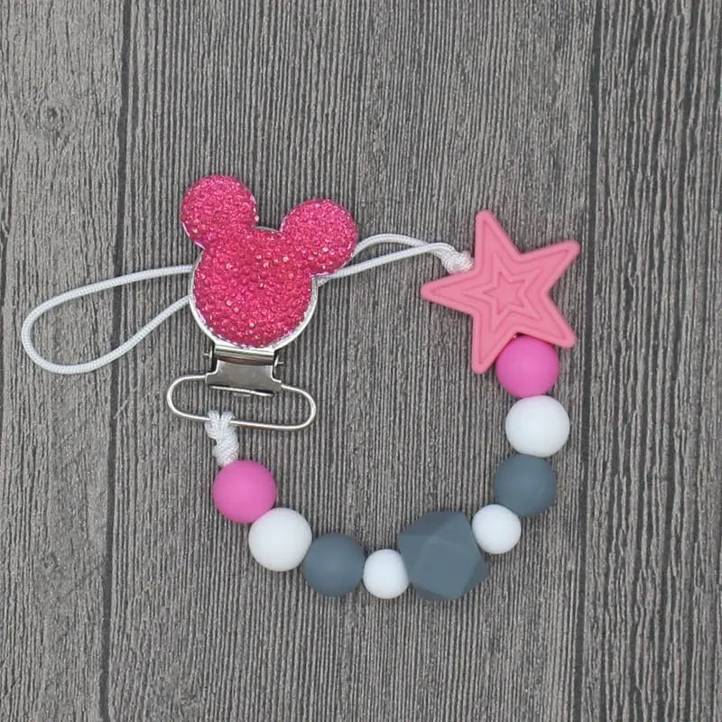 Round Beads and Star Beads Pacifier Clip Chain Strap - GimmeWarehouse