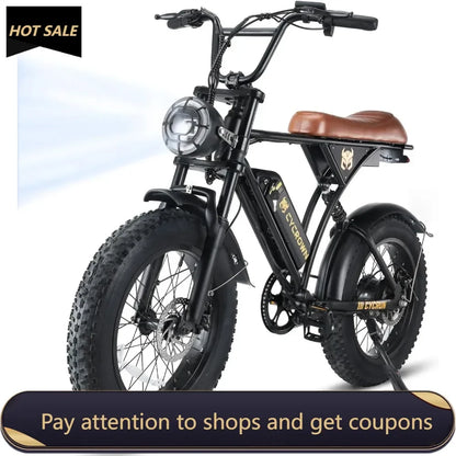 Electric Bike for Adults 750W Motor with 374.4WH Battery, 20MPH 55Miles Moped Style Ebike for Adults, 20" Fat Tire