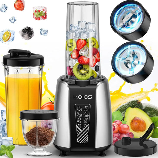 Smoothie Blender, Max 1000w Personal Blender for Shakes and Smoothies, 12Pcs Coffee Grinder and Countertop Blenders Combo