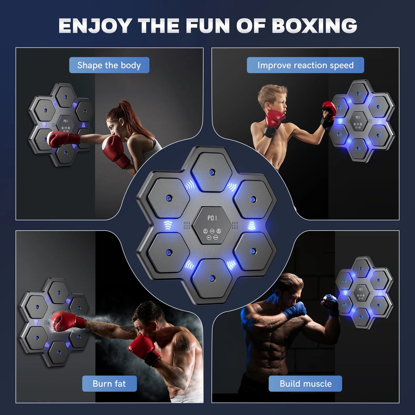 Smart Music Boxing Machine Wall Target Sandbag Relaxing Agility Reaction Training Target Bluetooth-Compatible Boxing Sports