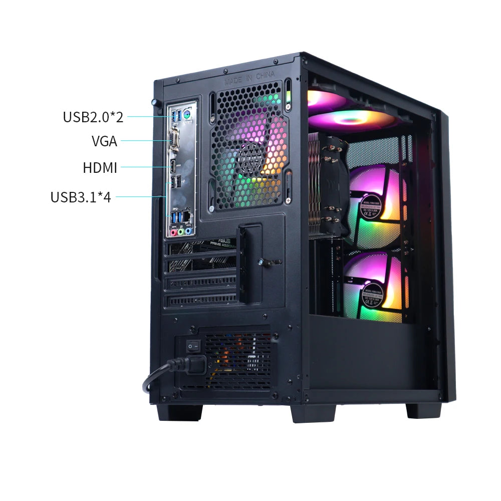 YEAH MAGIC Business Desktop AMD Ryzen 5 5600G 8G*2 DDR4 3200 1T NVME SSD Win 11 Home Gamer Computer Office Work 650W Gold PSU