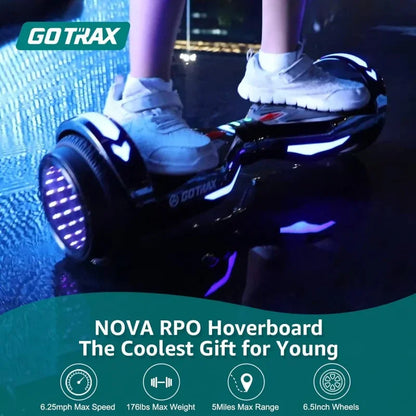 NOVA Series Hoverboard, 6.5" LED Solid/Offroad Tires, Max 5/6 Miles Range, 6.2mph Power by Dual 200W Motor, UL2272 Certified and