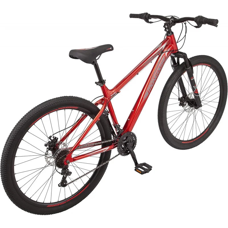 AQMongoose Flatrock 21-Speed Hardtail Mountain Bike, 24 to 29-Inch Wheels, Front Suspension for Boys and Girls