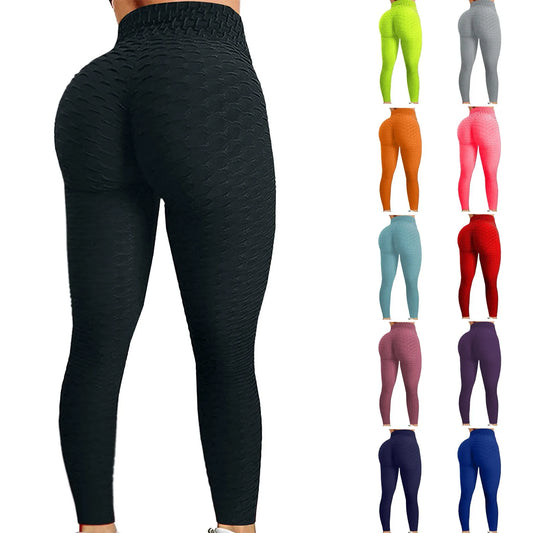 Women's Bubble Hip Lifting Exercise Fitness Running High Waist Yoga Pants