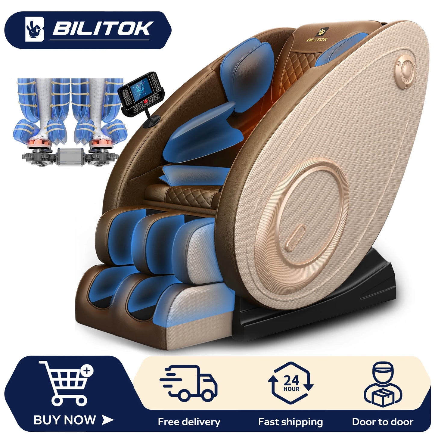 Full Body Massage Chair with Heating, Massage Chair Recliner with Zero Gravity, Bluetooth Speaker, Airbags, Foot Roller