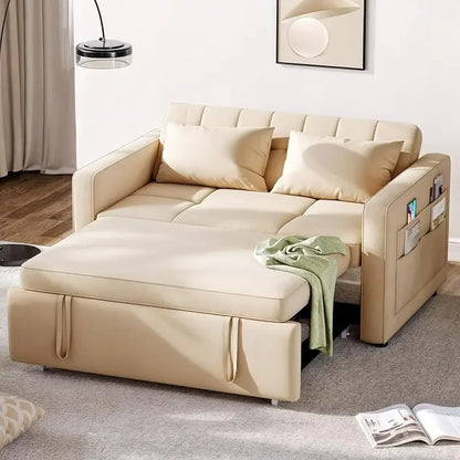 55'' Convertible Sofa Bed | 3-in-1 Sleeper Sofa with Pull-Out Bed | Velvet Futon Couch - HomeComforts