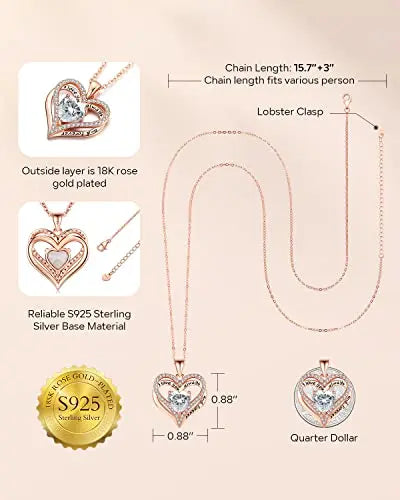 S925 Sterling Silver Necklace for Women, Jewelry for Wife, Birthday Gifts, Anniversary Necklaces, Daughter Heart Love Jewel, Gift for Her, Dec Gimme that