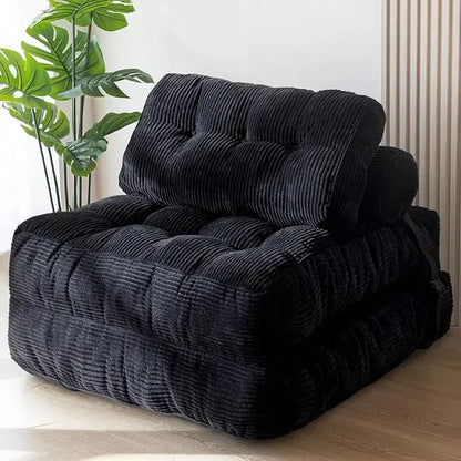 Sofa Bed Convertible Sleeper Chair with Pillow Foldable Mattress with Back Support, Portable Fold Out Chair Bed Comfy Floor Sofa