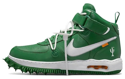 Nike Off-white X Air Force 1 Mid Sp Leather 'pine Green' Sneakers Shoes Dr0500-300 With Original Box