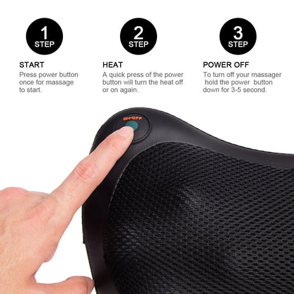 Heating Neck Massager 4 Head And Neck Protection Massage Pillow for Back,Shoulders,Legs,Muscle Pain Relief,Use at Home,Car so on