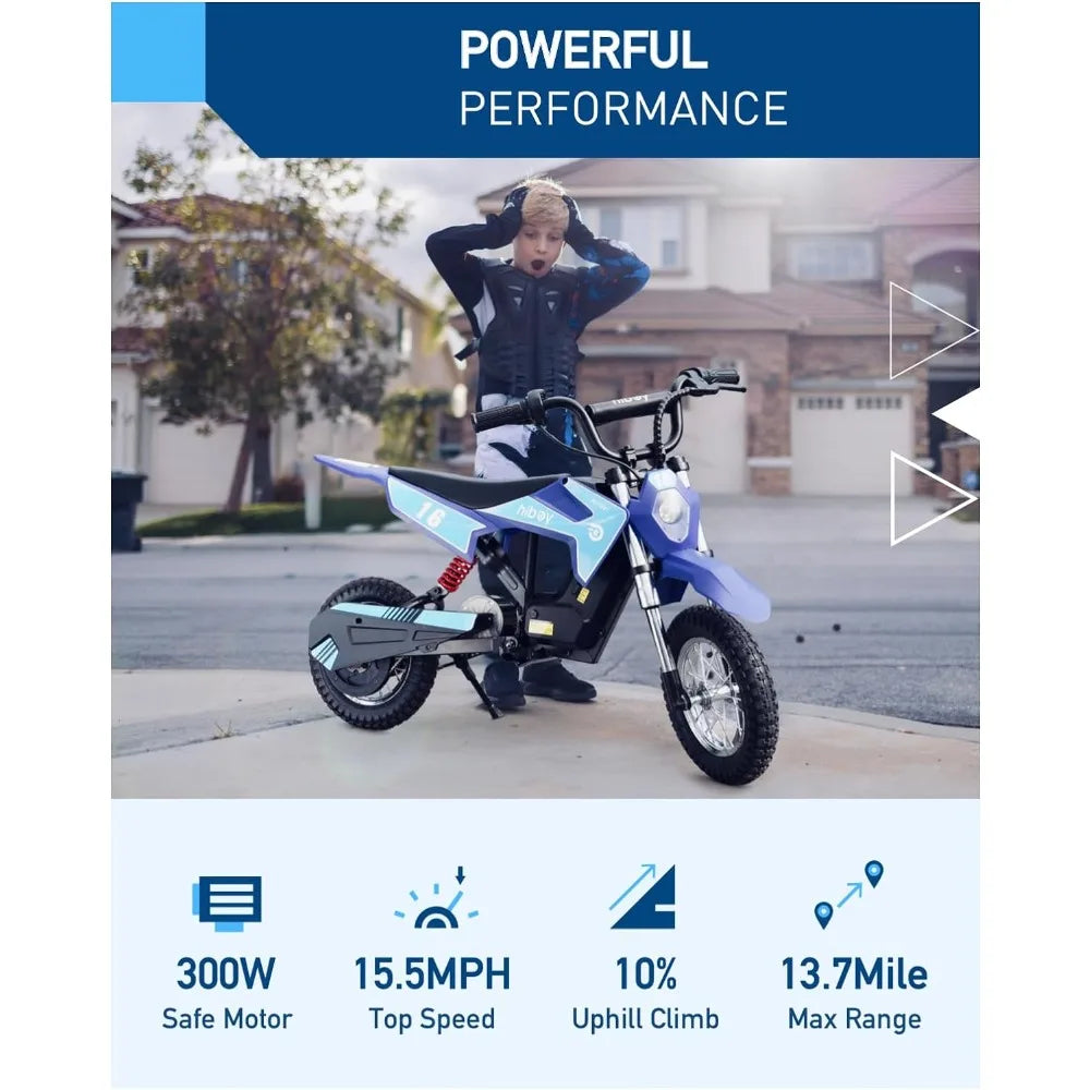 DK1 36V Electric Dirt Bike,300W Electric Motorcycle - Up to 15.5MPH & 13.7 Miles Long-Range,3-Speed Modes Motorcycle