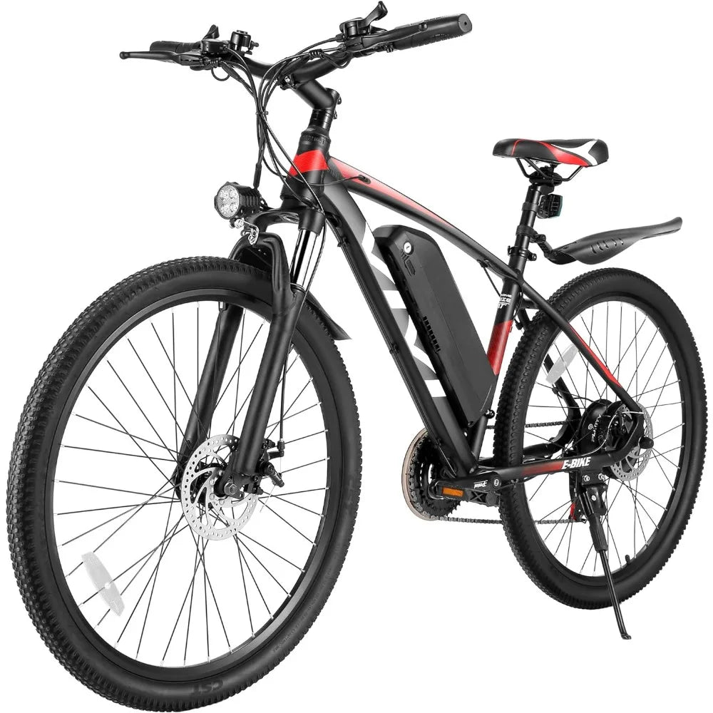 27.5 Inch Adult Electric Bike 500W (750W Peak) 20MPH with 48V 499.2WH Battery, Up to 50 Miles, Cruise Control, 21 Speeds，Red