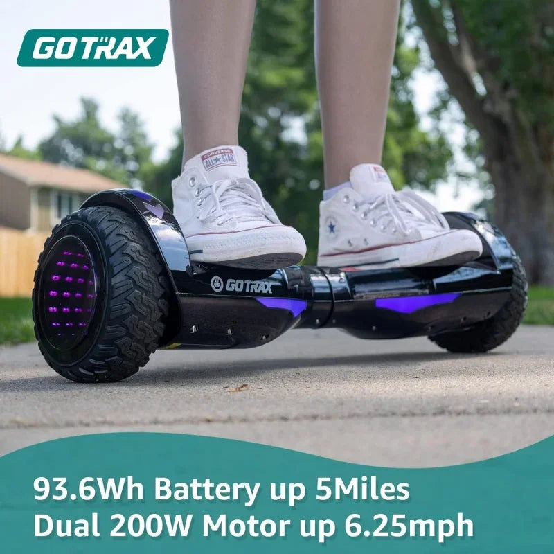 NOVA Series Hoverboard, 6.5" LED Solid/Offroad Tires, Max 5/6 Miles Range, 6.2mph Power by Dual 200W Motor, UL2272 Certified and