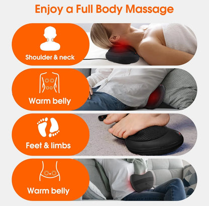 Heating Neck Massager 4 Head And Neck Protection Massage Pillow for Back,Shoulders,Legs,Muscle Pain Relief,Use at Home,Car so on