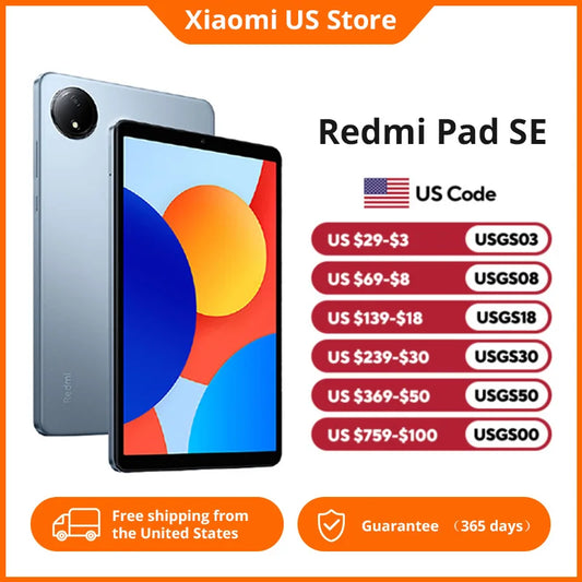 Xiaomi Redmi Pad SE 8.7 inch Mi Tablet 90Hz Display 6650mAh MTK Helio G85 Dual speakers Dolby Atmos